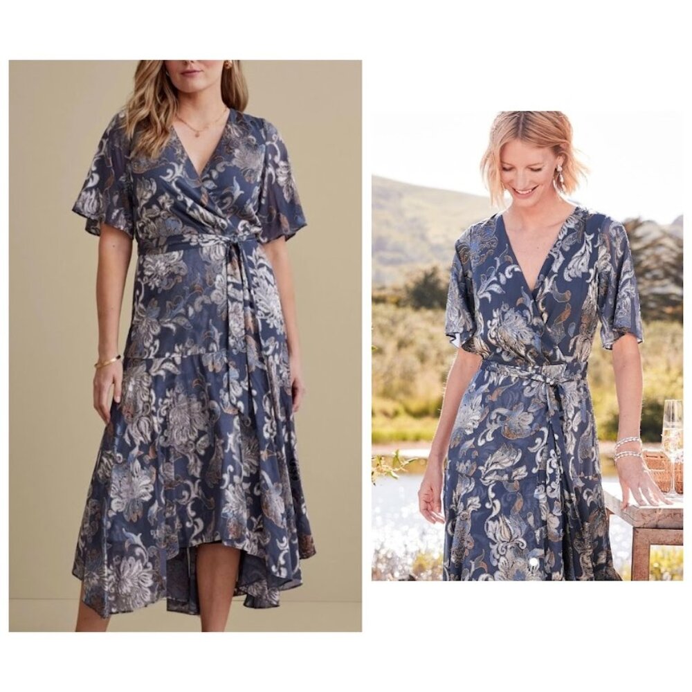 NWT Soft Surroundings Minerva Dress Blue 10P